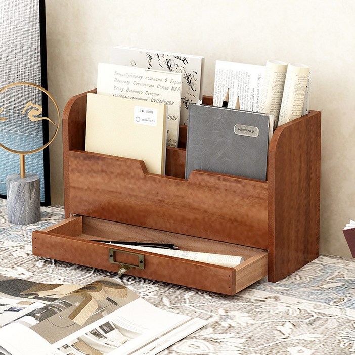 소나무 원목 서류 정리함 파일꽂이 A4 문서보관 데스크 정리 수납함