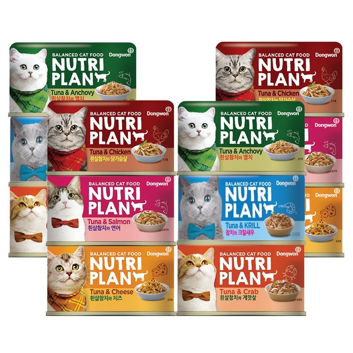 동원 뉴트리플랜 고양이 습식캔, 콤보각2개씩, 160g, 12개