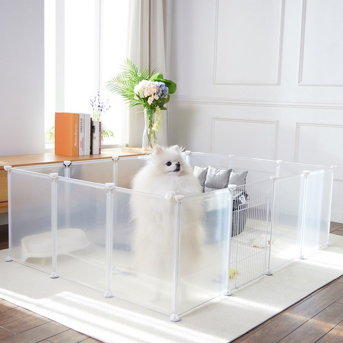 온누안 반려동물 강아지 보호 울타리 펜스 13p + 안전문 1p, 1세트, 투명