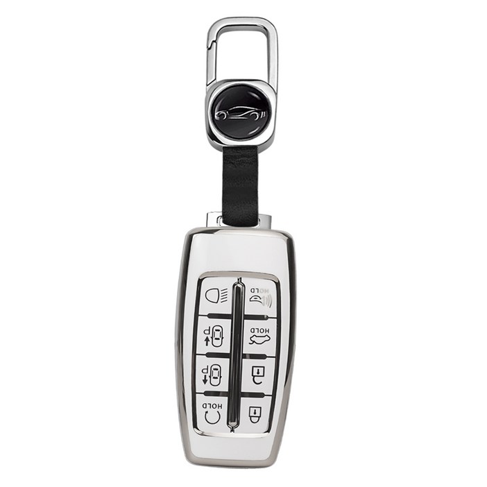 MODACE 제네시스 TPU 소프트젤 자동차키 보호케이스 6버튼/8버튼 + 가죽 메탈 키링