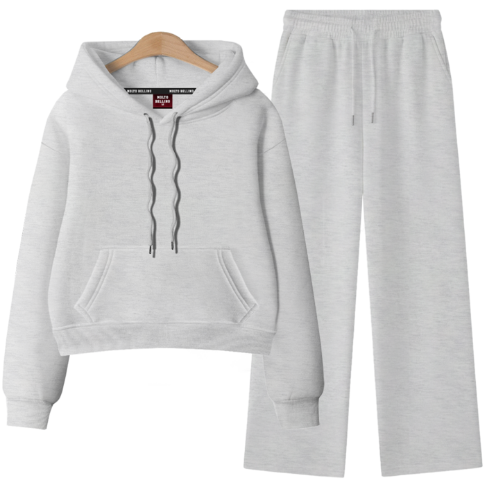 ANSANGSA 기모 무지 여성 후드 상하세트