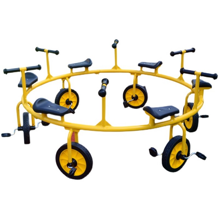회전자전거 세발자전거 다인승 여러명자전거, 유아용 탠덤 자전거 빨간색과 노란색 비고 - 쇼핑앤샵
