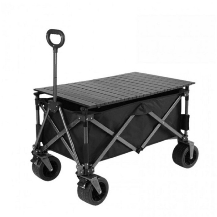 업그레이드 프리미엄 바퀴 어디서 편하게 쓰는 아웃도어 튼튼한 캠핑 폴딩 카트/ 웨건, 1개, 블랙