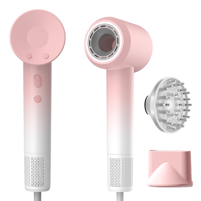 Jilimeli 헤어 드라이기 초고속 1600W BLDC음이온 가정용 드라이어 뷰티 휴대용 드라이어, 핑크