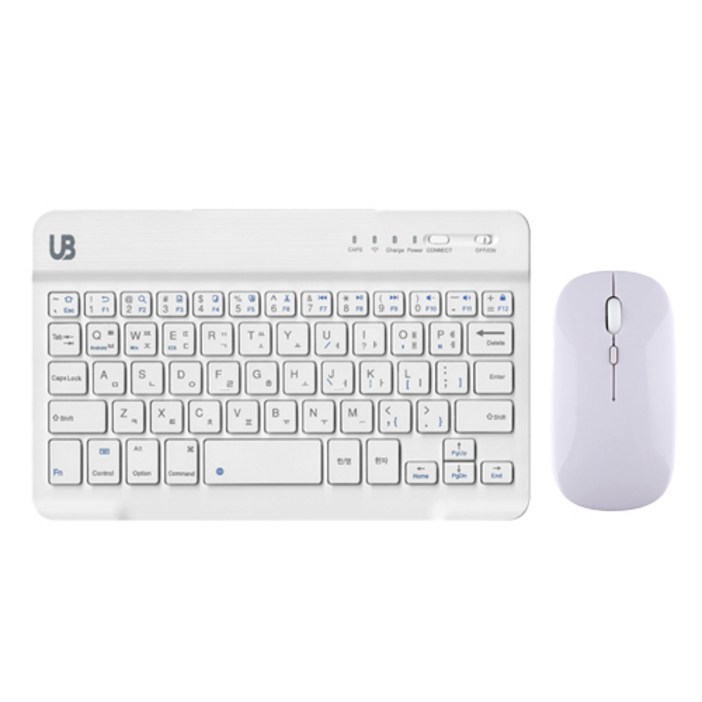 UB BK1 블루투스 무선 키보드마우스 세트, 텐키리스, 화이트 스몰, BK 1