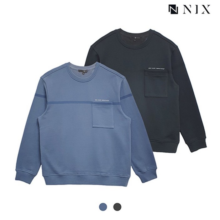 NIX유니 포켓 프린트 워싱 맨투맨 FNQSCTM771P