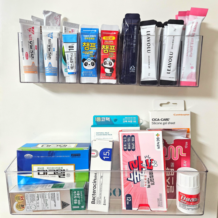 유니데이 접착 부착식 공중부양 칸막이 멀티 약 정리함