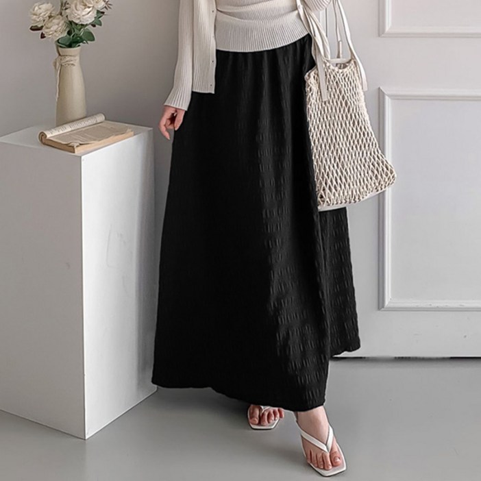 마이쏭 여성 봄신상 루즈핏 A라인 플레어 비앤링클롱스커트