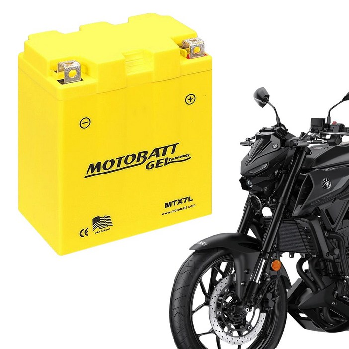 모토뱃젤 오토바이배터리 MTX7L 12V 7AH YTX7L-BS 밧데리, 1개, 야마하 MT03