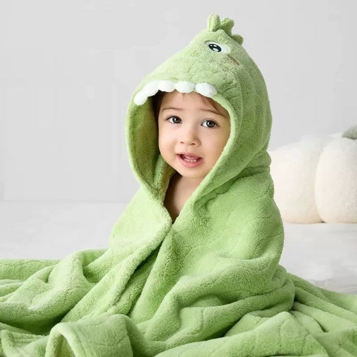 수수베베 애니멀 아기 후드 타올, 1개, 공룡