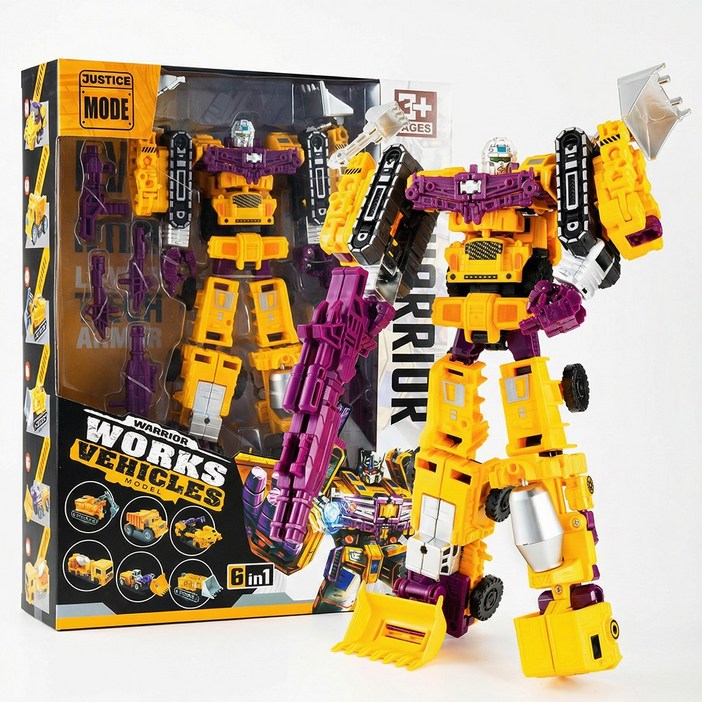 토요요 6in1 변신 로봇 중장비 장난감 자동차 조립 완구 역할놀이 어린이 생일 선물 추천  JMBX2