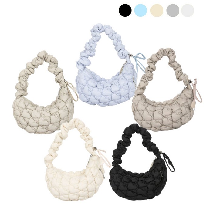 뽀송뽀송 하트 구름숄더 퀄팅 패딩가방