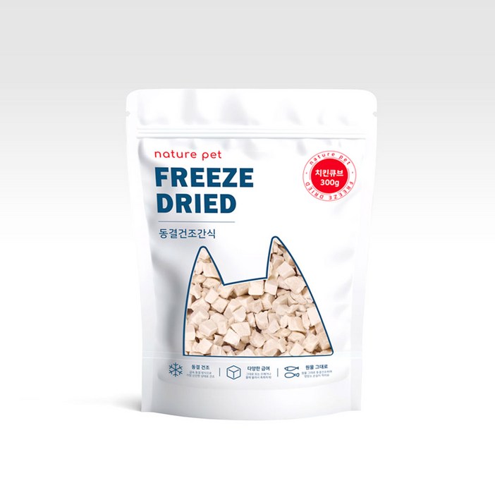 네이처펫 반려동물 동결건조간식, 치킨 큐브맛, 300g, 1개 네이처펫 반려동물 동결건조간식, 치킨 큐브맛, 300g, 1개