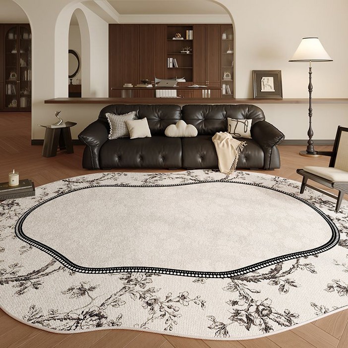 Radearl 빈티지 프렌치 워셔블 러그 인조양모 쇼트파일 거실 카페트 북유럽 비정형 침대 카펫