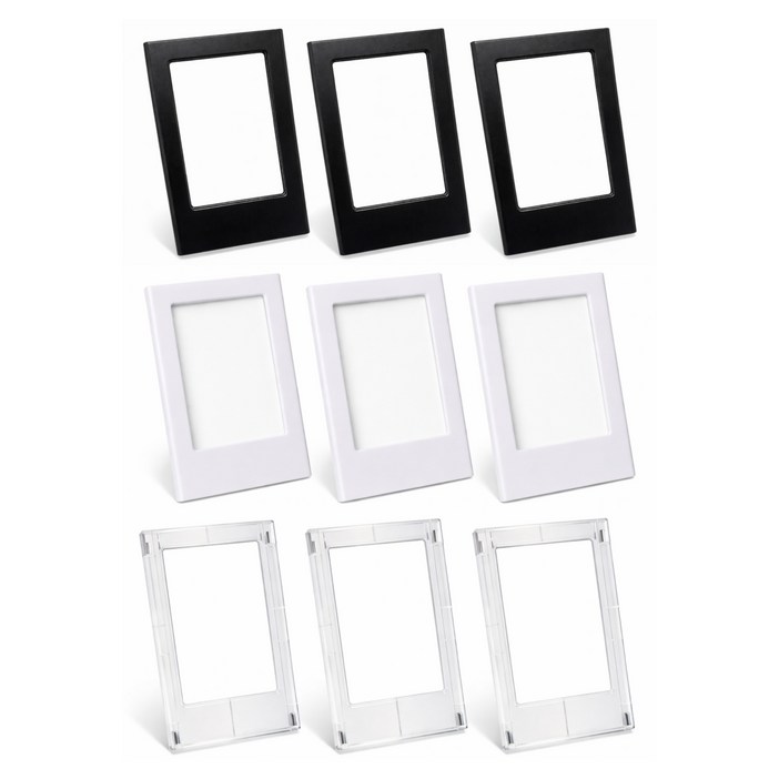 미니 포토 액자 자석 폴라로이드 사진 프레임 무타공 인테리어 9p, 9개, 블랙,화이트,투명