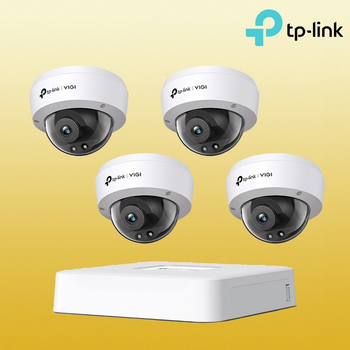 티피링크  CCTV 4대 자가설치 세트 CCTV VIGI C240i2.8mm4개  VIGI NVR1104H4P 4채널 PoE 녹화기