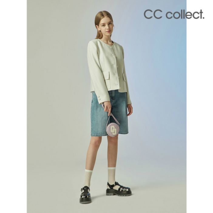 씨씨콜렉트 여성 자켓 데일리 기본 직장인 CC콜렉트 라운드넥 썸머 트위드 LBC232MSF035DH2254423