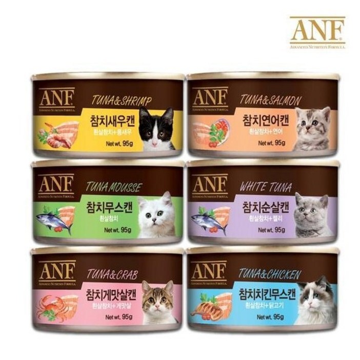 anf 고양이캔 95g 젤리타입 4종 무스타입 2종 24개, 혼합맛흰살참치게맛살, 95g, 24개