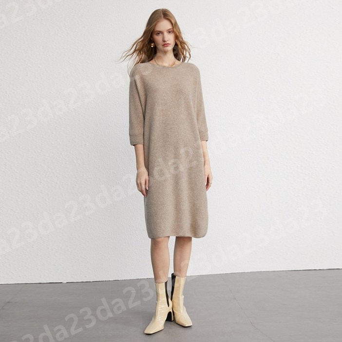 CASHMERE100% 캐시미어니트원피스 7부소매 루즈핏 3컬러