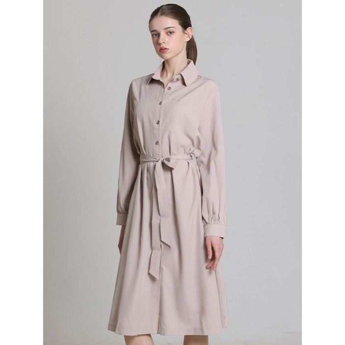 오조크 오조크(OZOC)  심플 셔츠 롱 원피스 (택가격: 138000원)