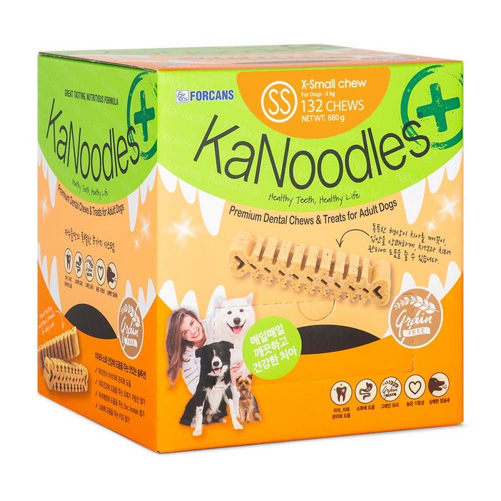 포켄스 강아지 간식 덴탈껌카누들 플러스 필로팩 SS 132p