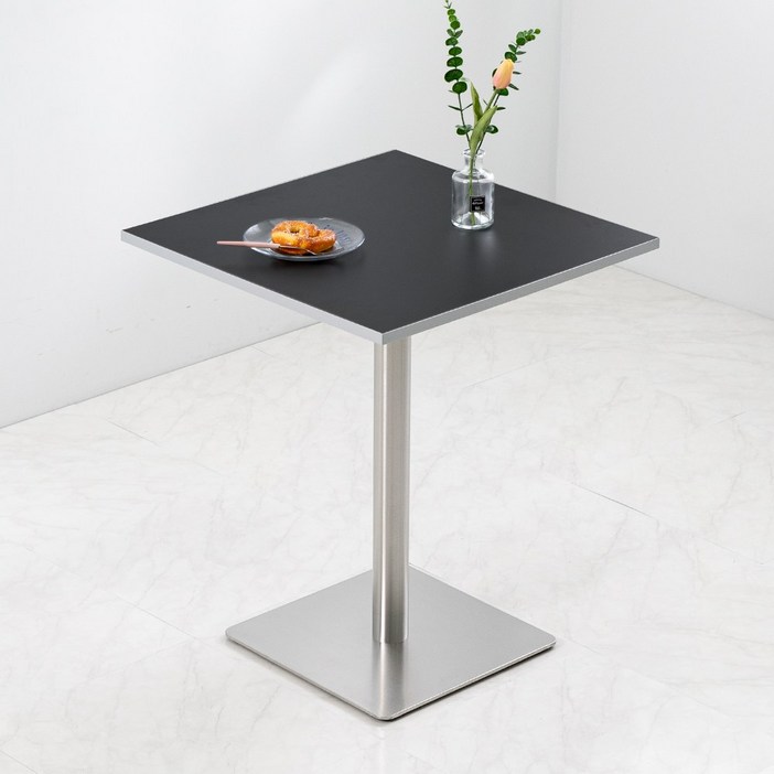 블랙 실버 엣지 600 사각 18T 큐리 사각 다리 테이블, 블랙