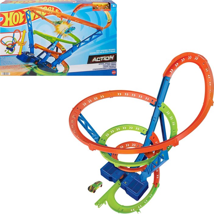 핫휠 Hot Wheels 트랙 빌더 스파이럴 스피드 크래시 전동 부스터 빌딩 플레이세트
