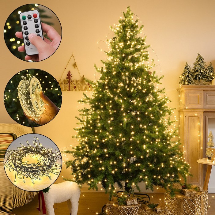 홈메이드 크리스마스 트리 전구 지네전구 소품 장식 LED 조명 3컬러