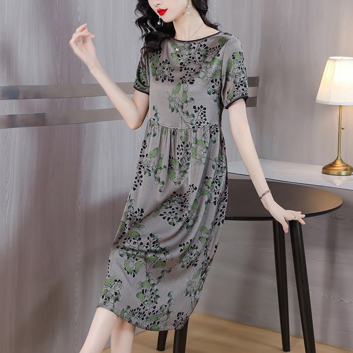 향운사 실크 원피스 여름 지엽부소 루즈핏 배 가리기 실크 스커트