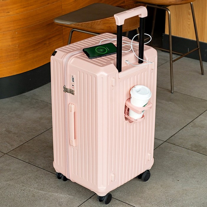 3년AS 대형 캐리어 하드 저소음 360도 회전 USB 충전포트 컵홀더 대용량 트렁크 오륜 캐리어 플러스 캐리어