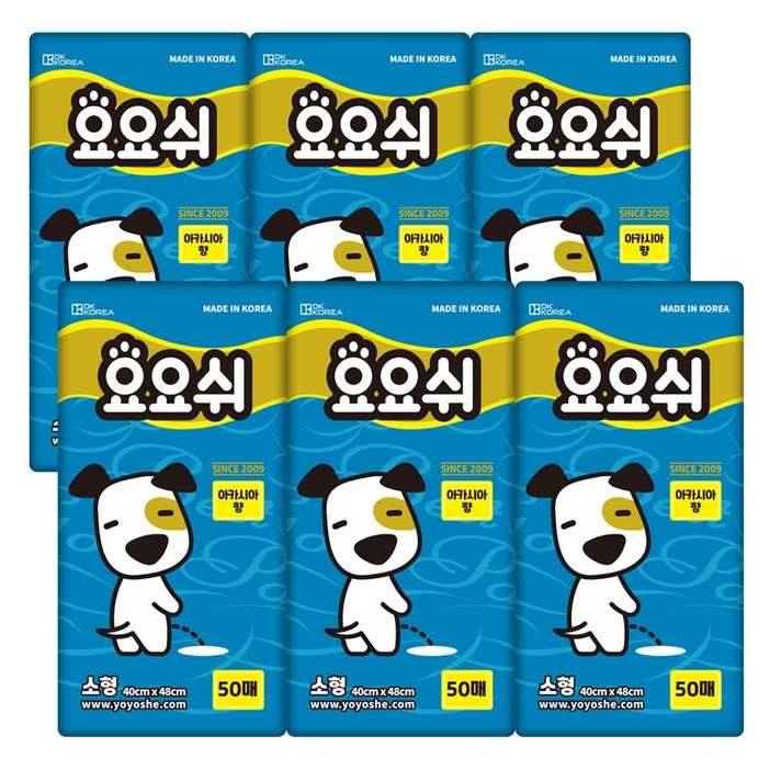 요요쉬 배변패드 소형 (40X48cm) 스카이 아카시아향 50매, 50개입, 6개