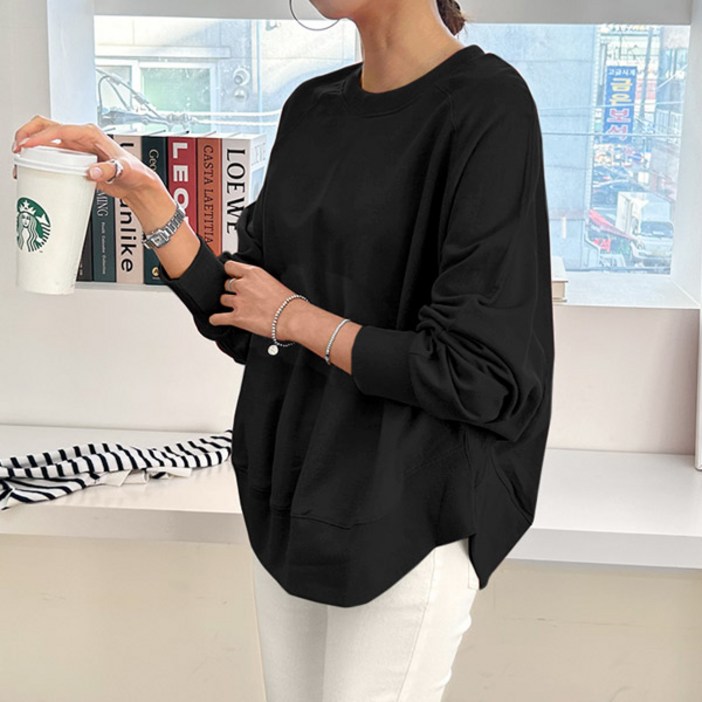 마이쏭 레글런가오리핏맨투맨 여성용 신상 루즈핏 무지 박스티