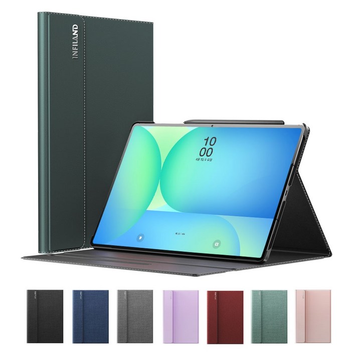 VISBYH 비스비 갤럭시탭 S10FE S9FE S9 북커버 케이스 10단각도조절 S펜수납동시충전, 블루, 1개