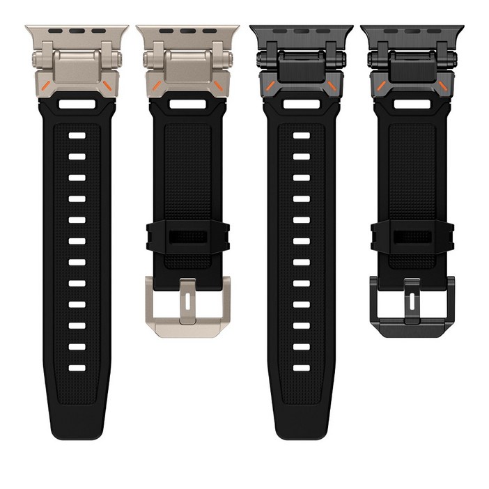 엔인원 애플워치 호환 익스플로러 디자인 스트랩 시계줄 메탈 커넥터 일체형, 티타늄블랙