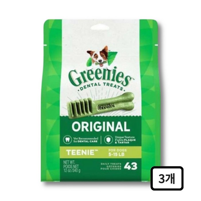 그리니즈 덴탈껌 티니, 340g, 3개