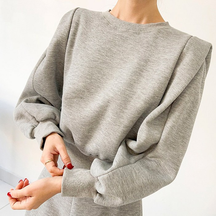 퍼니걸스 5704 벌룬 퍼프 기모 크롭 맨투맨 티셔츠 여성의류