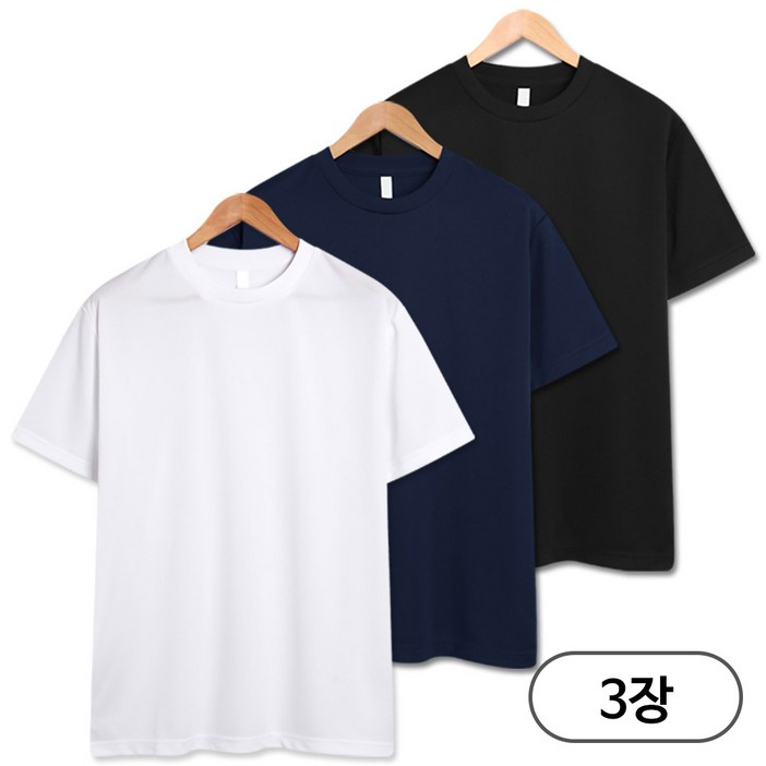 3장 세트 드라이 라운드 쿨티셔츠 남녀공용 기능성 반팔티 냉감 반팔 반팔티 (SCC5274PT)
