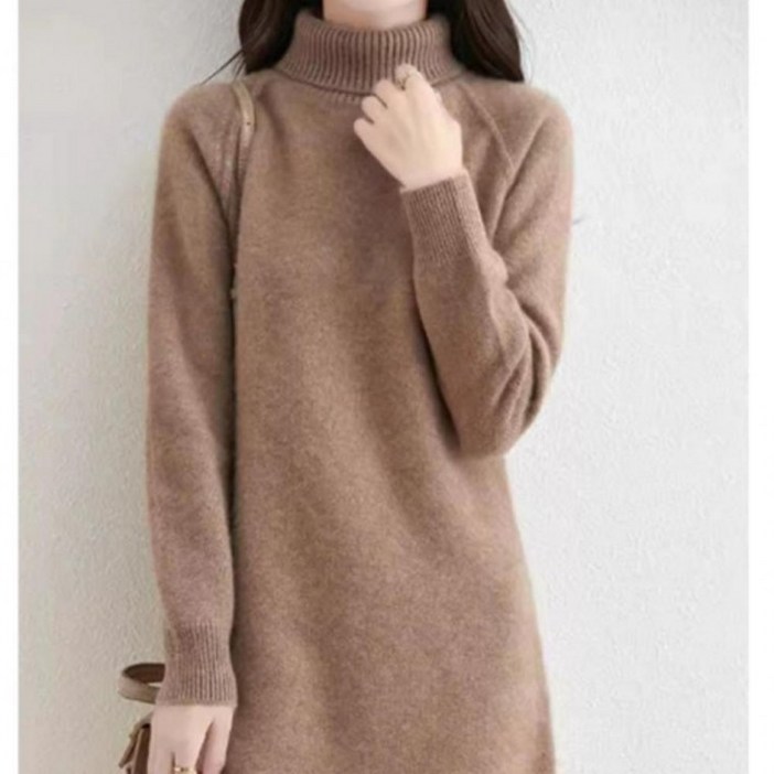 여성 루즈핏 니트원피스 하이넥 긴팔 니트 원피스 롱원피스 겨울 간절기
