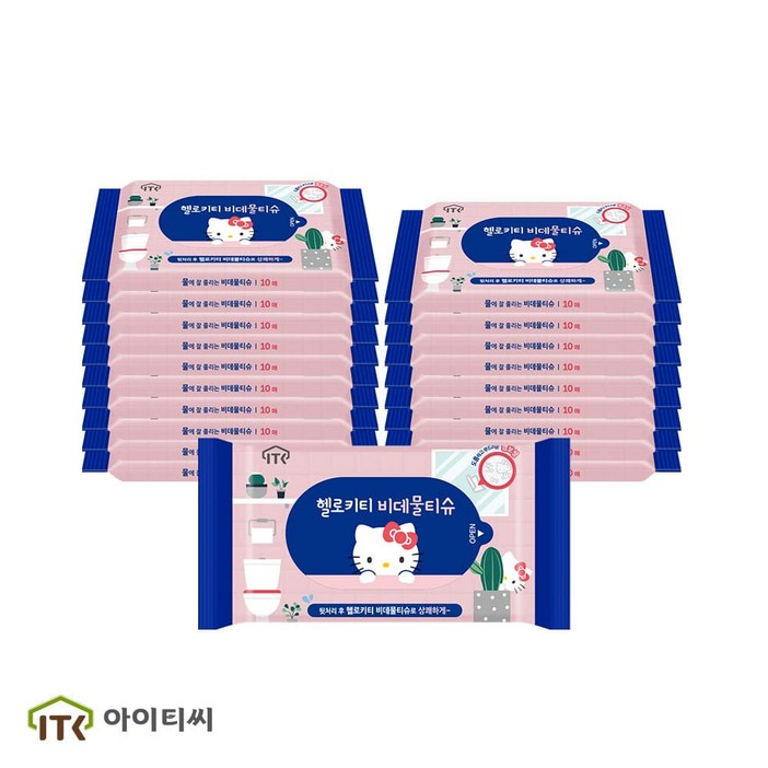 헬로키티 비데물티슈 휴대형 10매 20팩, 1개