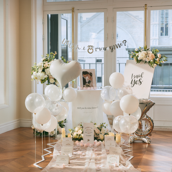 파티레시피 답 실속프로포즈 용품 세트, 1세트, 화이트겨울