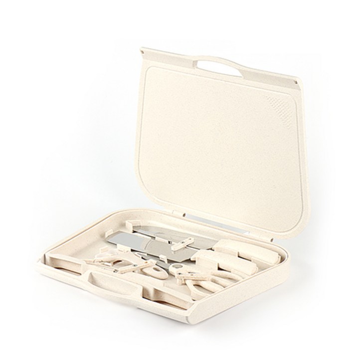 캠핑용 휴대용 키친툴세트 6p  야외용 전용케이스도마겸용, 단일색상, 1세트