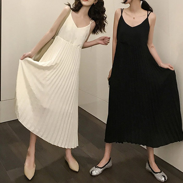 듀론 플리츠 뷔스티에 롱원피스