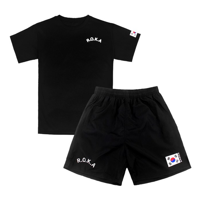 SET 쿨링 로카 반팔티 검정 1P 태극기 로카 반바지 검정 1P ROKA 쿨티셔츠 등산 헬스 반티 운동회 SET 쿨링 로카 반팔티 검정 1P 태극기 로카 반바지 검정 1P ROKA 쿨티셔츠 등산 헬스 반티 운동회