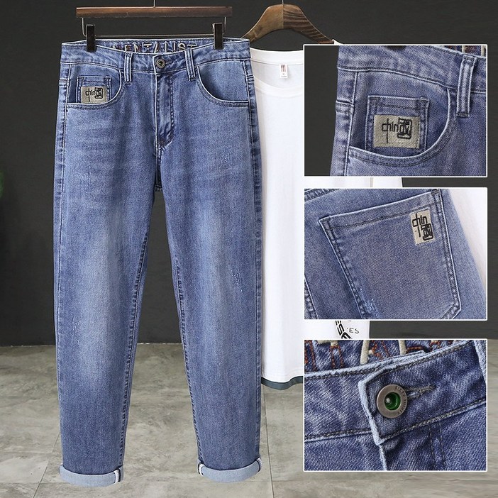 2022 신 핫 청바지 남성 스트레칭 슬림 품질 패션 바지 클래식 세척 남성 청바지 도매