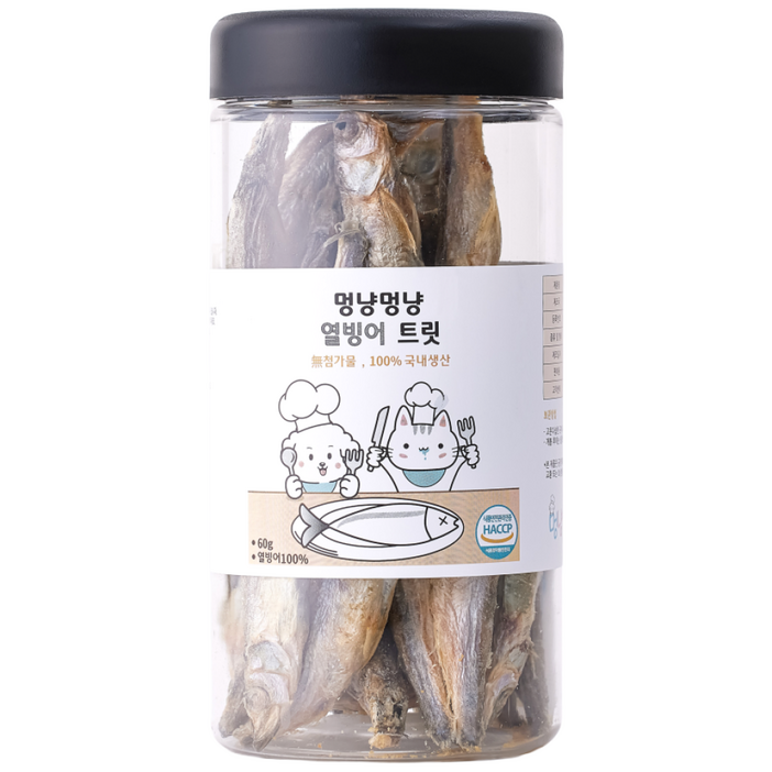멍냥멍냥 반려동물 동결건조 간식, 1개, 60g, 열빙어