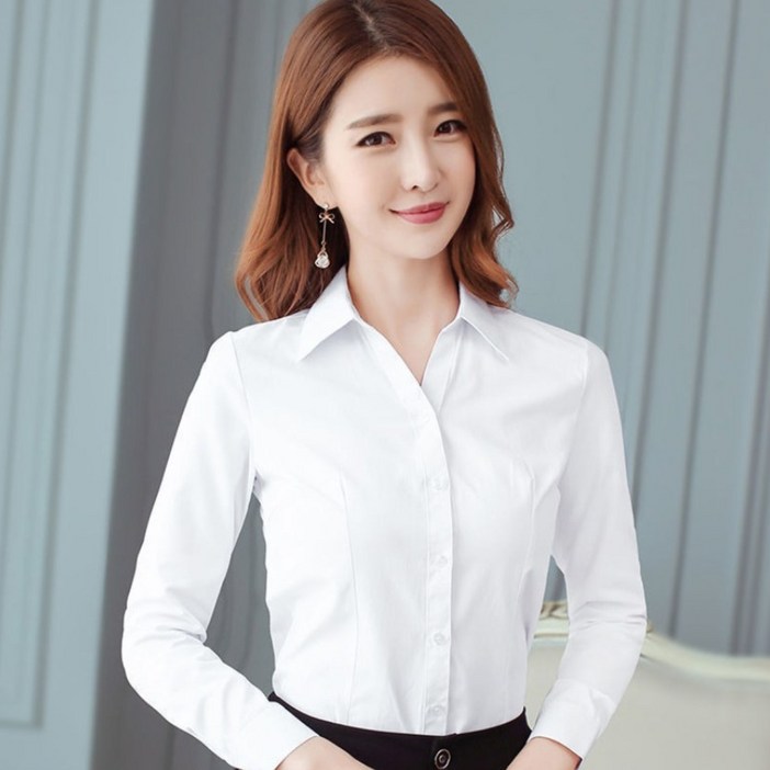 에쉬울프 여성 남방 블라우스 긴팔셔츠 슬림핏 면접 유니폼