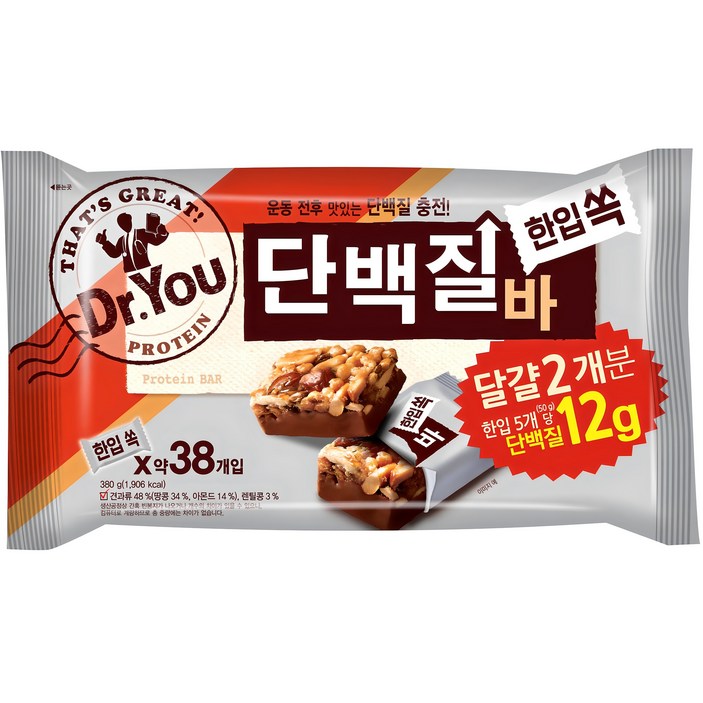 닥터유 한입쏙 단백질바, 380g, 1개 닥터유 한입쏙 단백질바, 380g, 1개