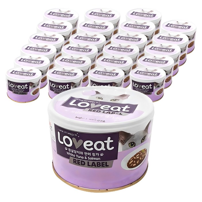 사조러브잇 고양이 레드라벨 간식캔, 혼합맛흰살참치연어, 160g, 24개