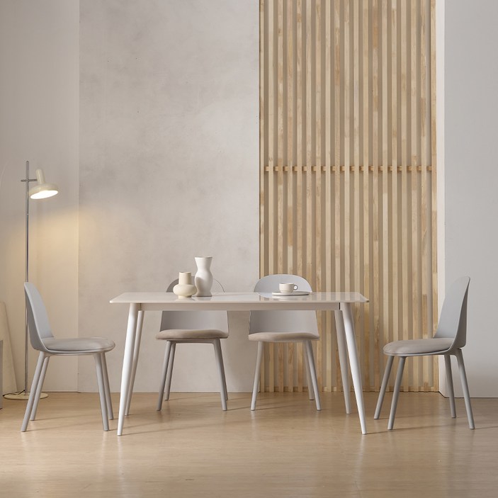 공간사이 피드 세라믹 식탁 + 의자 세트 4인용 1400 방문설치, 그레이 4P, 일반의자 4