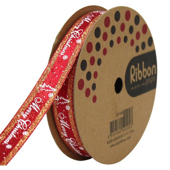 포포팬시 뭉구 메탈릭 트리 로고 리본 15mm x 13.7m